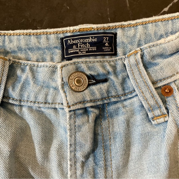 Abercrombie & Fitch Women’s Jeans Simone high rise slim Size27 Ripped Light Wash - Picture 10 of 11